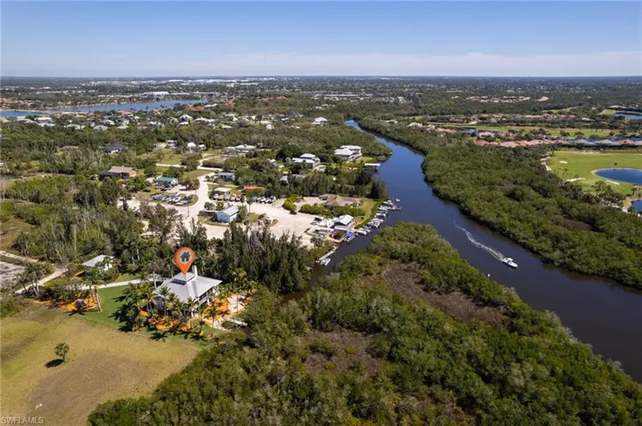 Bird's eye view showing waterway to the Gulf