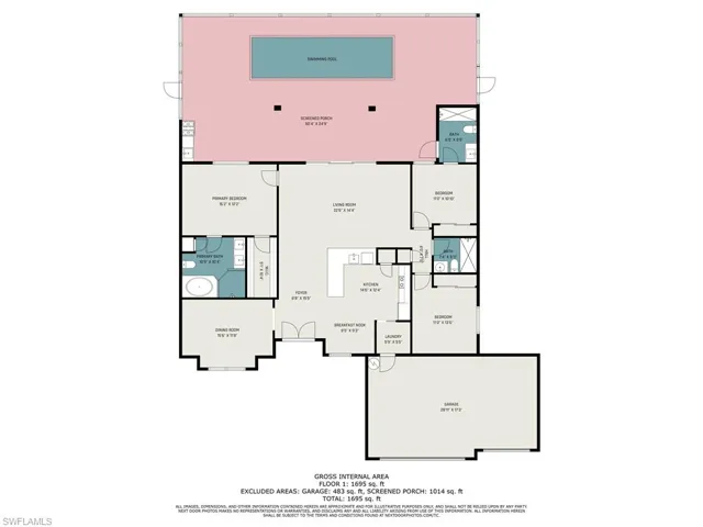 Great layout with large pool area.