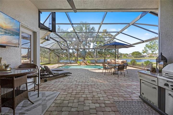 Covered lanai looking out towards pool