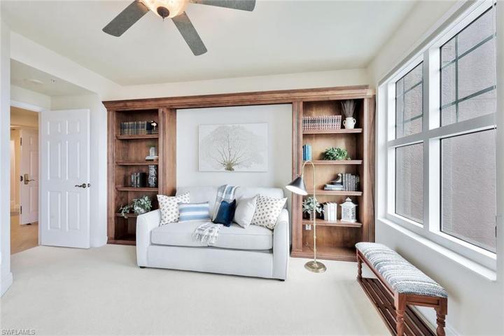 Guest bedroom with custom built ins