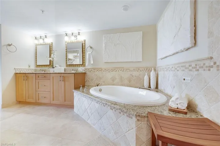 A peaceful space to unwind—the generous sized walk in closet is across from the vanity.