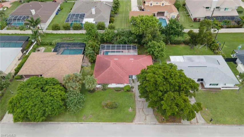 Aerial perspective of suburban area