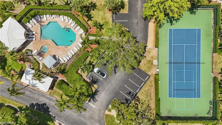 Aerial view of a pool area