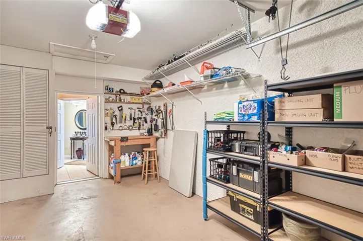Storage with attic access and a garage