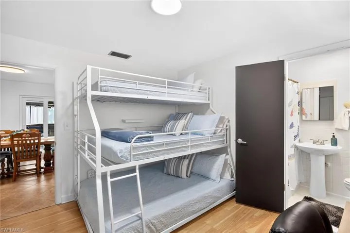 Bedroom with light wood-type flooring