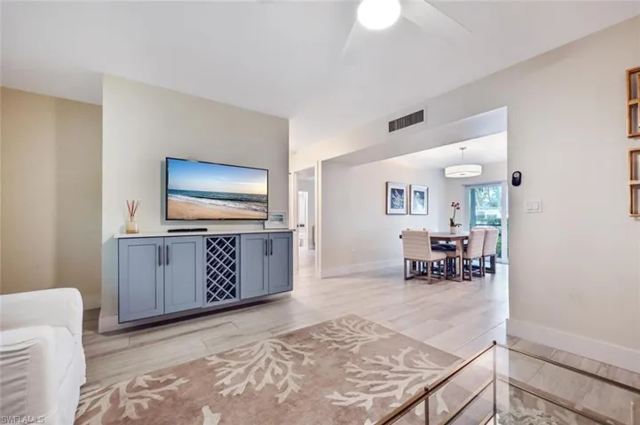 Living room into dining