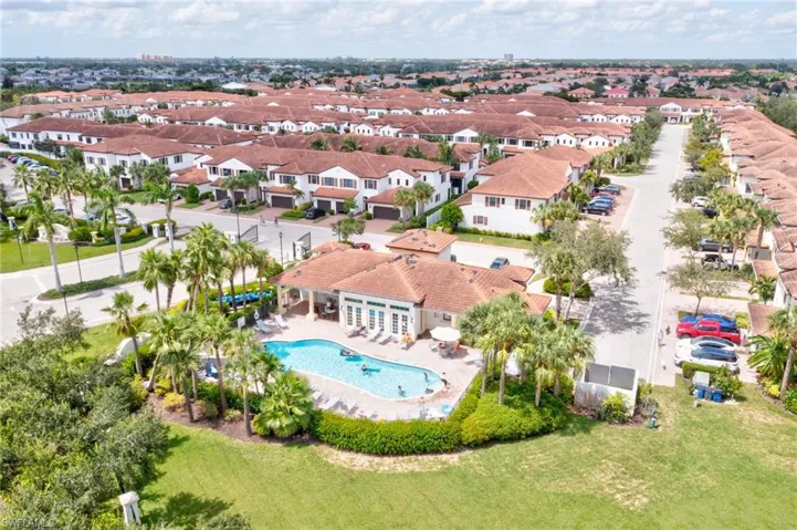 Drone / aerial view of a pool