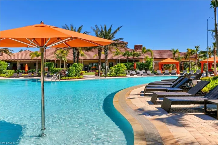 Community pool with a patio and a gazebo