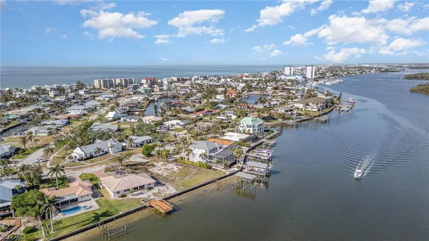 Aerial view of property's location on Estero Island & Bay