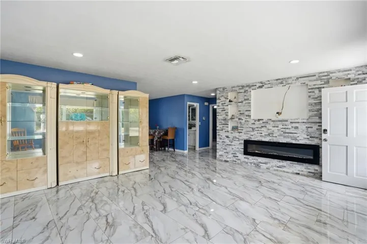 Living area with a fireplace