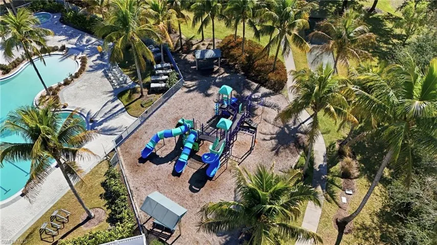 Drone / aerial view of a pool area