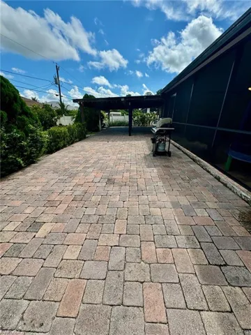 View of patio with area for grilling