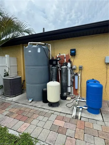 View of patio featuring central AC unit