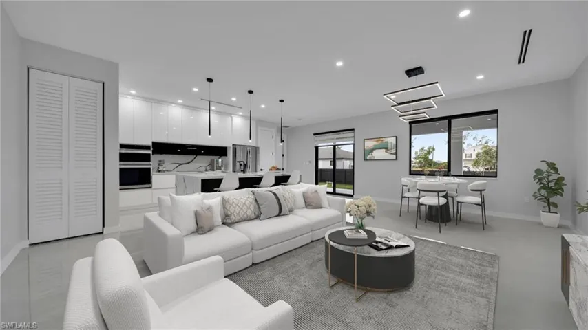Living room featuring recessed lighting