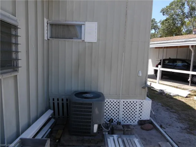 Exterior view of board and batten siding