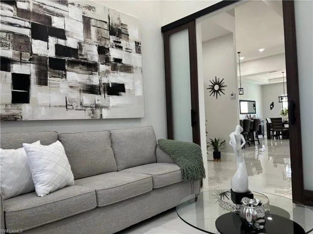 View of tiled living room