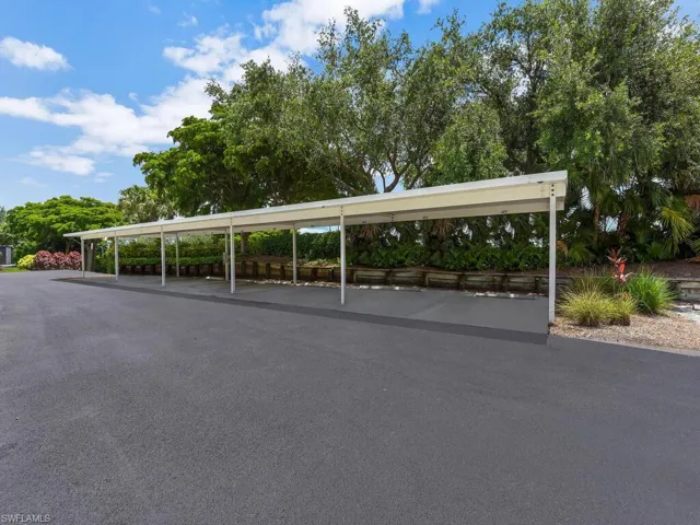 View of covered parking lot