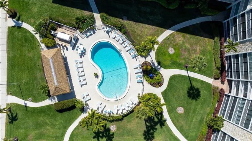 Aerial view of a pool area