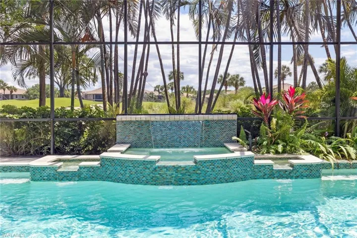 Newly tiled pool with spa & waterfall