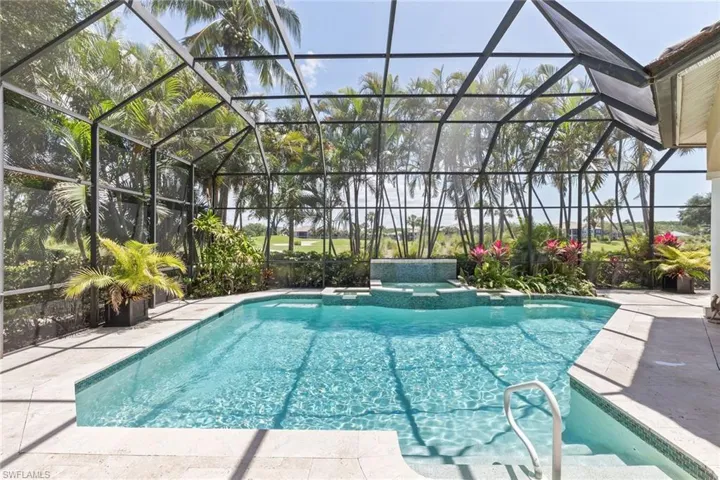 Large pool overlooking golf course