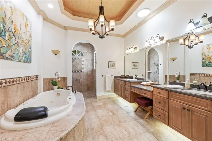 Primary Bath with oversized shower and jacuzzi tub