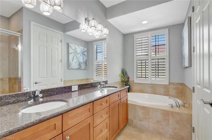 Primary bath with soaking tub and separate shower