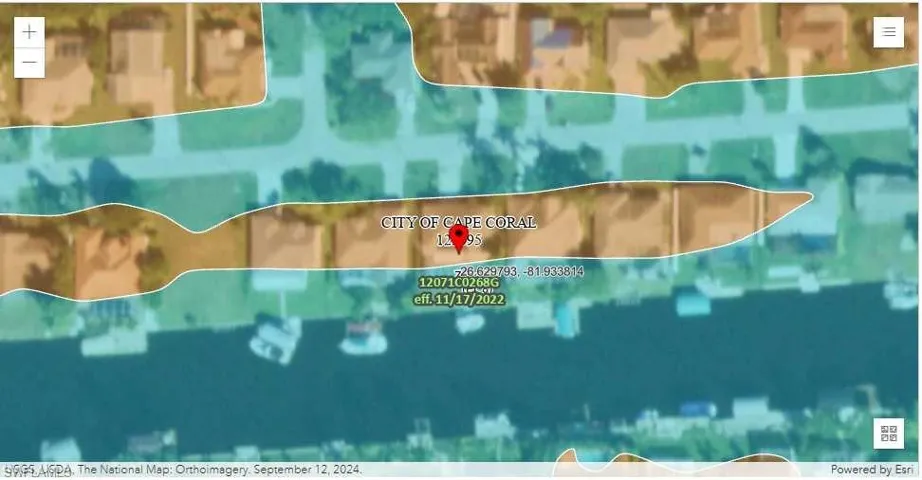 Screenshot of FEMA's flood map showing living area in X500 - due your own due diligence