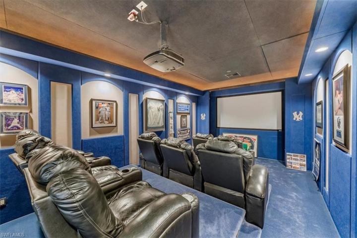 Home Theatre with integrated projector and seating for 8.