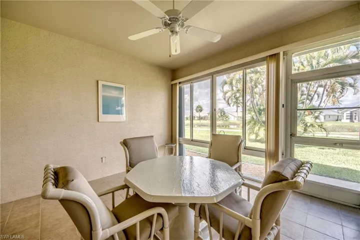 Lanai with tile floors.  All tile in home is matching.