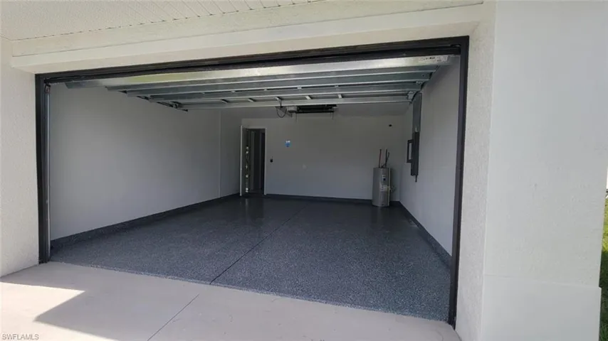 Garage with electric water heater