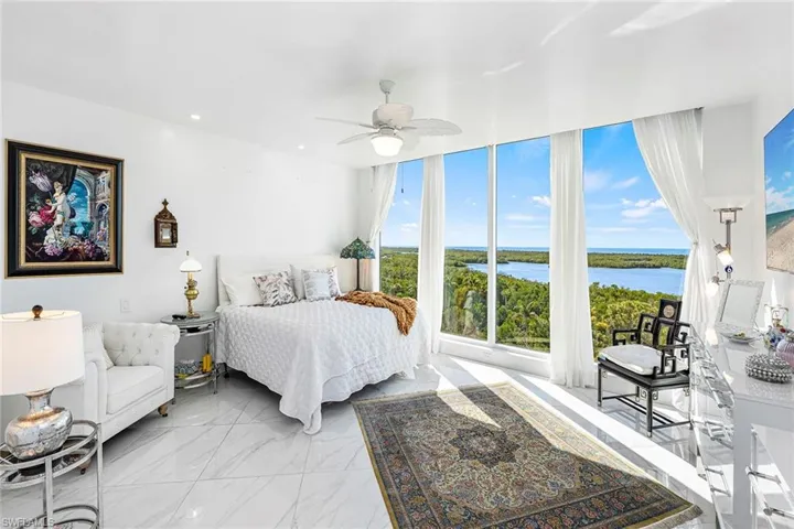 Primary edroom featuring an incredible water view.