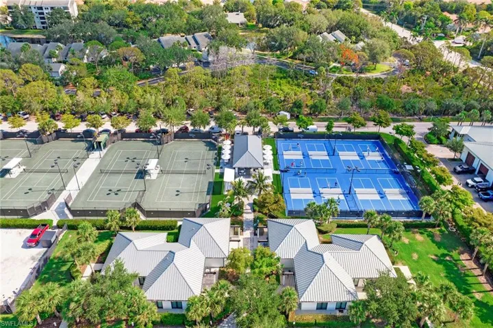 Drone / aerial view of tennis and pickleball courts.