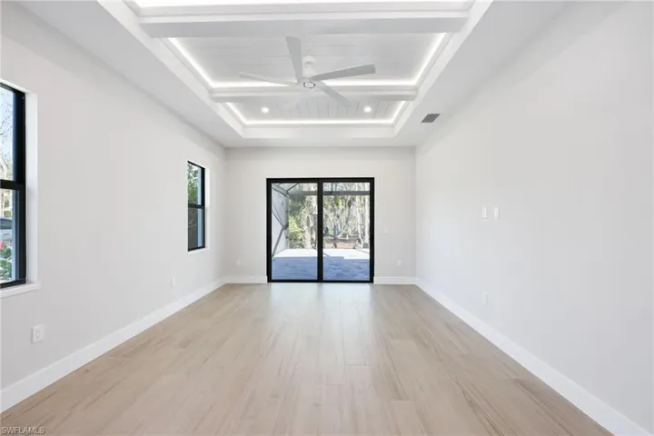 Master Bedroom with custom ceiling with recessed lighting