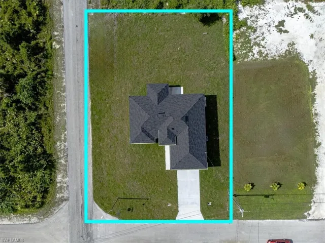 Aerial view of corner lot