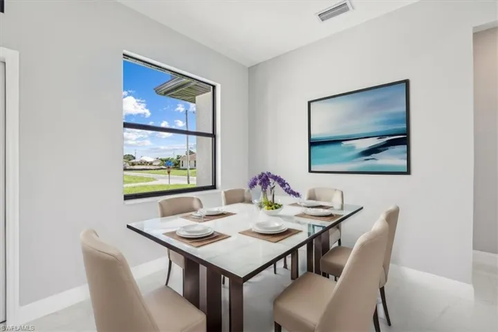 View of tiled dining space