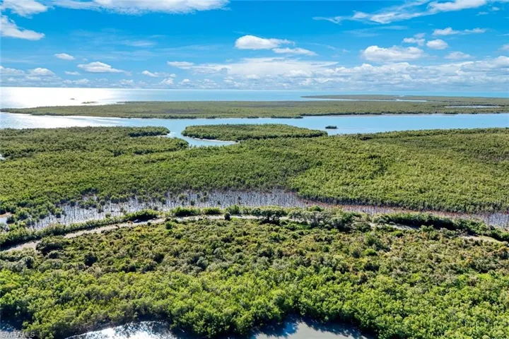 Bird's eye view of a nearby body of water