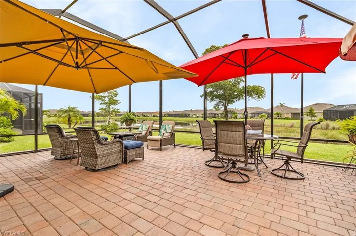 View of oversized, extended lanai with large entertaining space