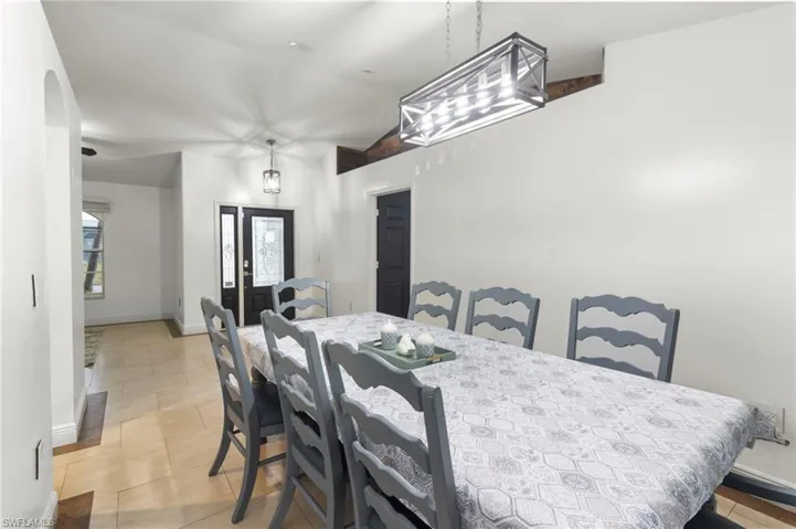 View of tiled dining area