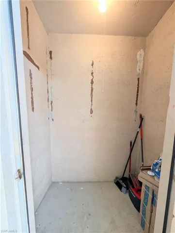 Below grade area with concrete block wall