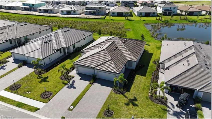 Aerial perspective of suburban area