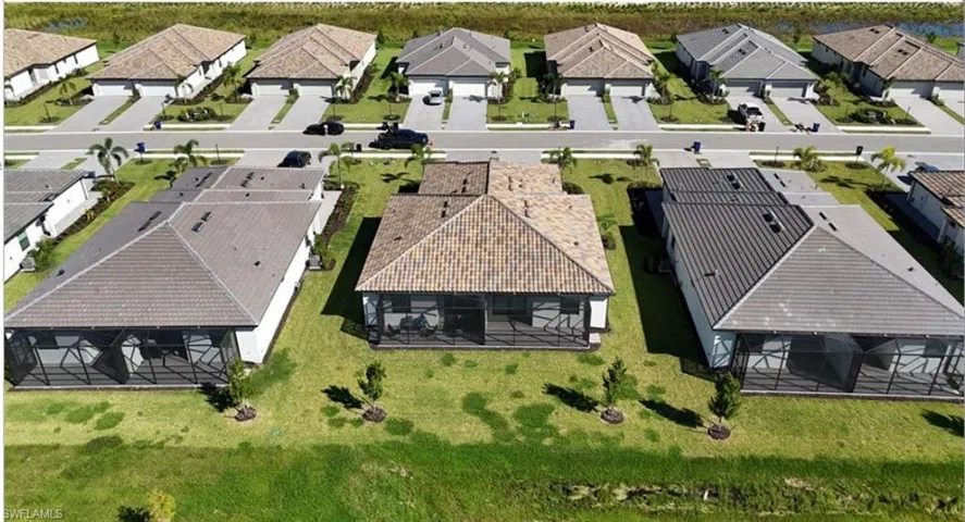 Aerial perspective of suburban area