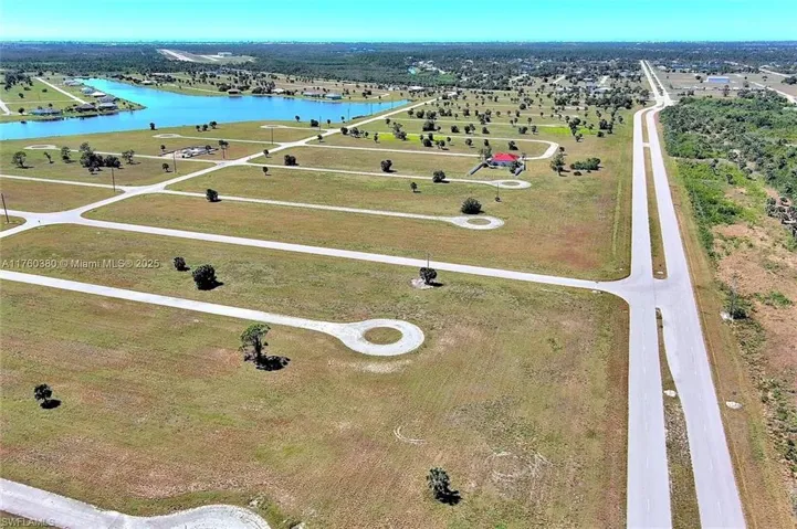 Bird's eye view of a nearby body of water