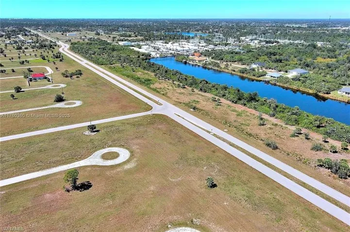 Bird's eye view of a nearby body of water