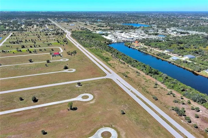 Bird's eye view of a nearby body of water