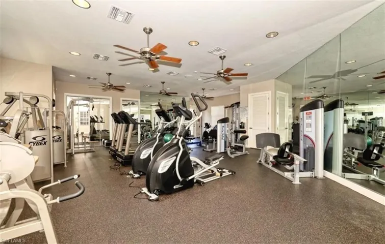 Exercise room with recessed lighting