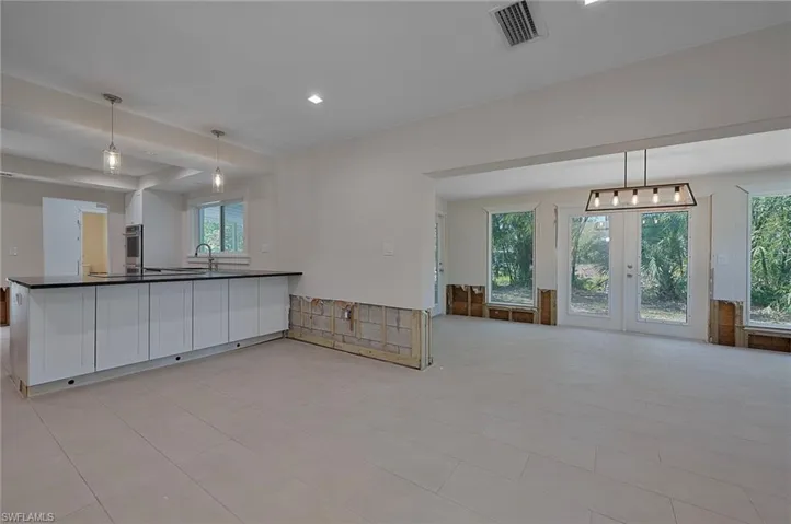 View of kitchen and dining room from the living room.