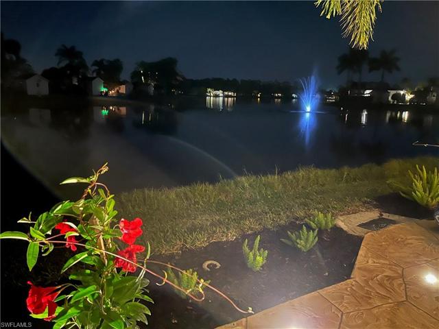 Lighted fountain at night