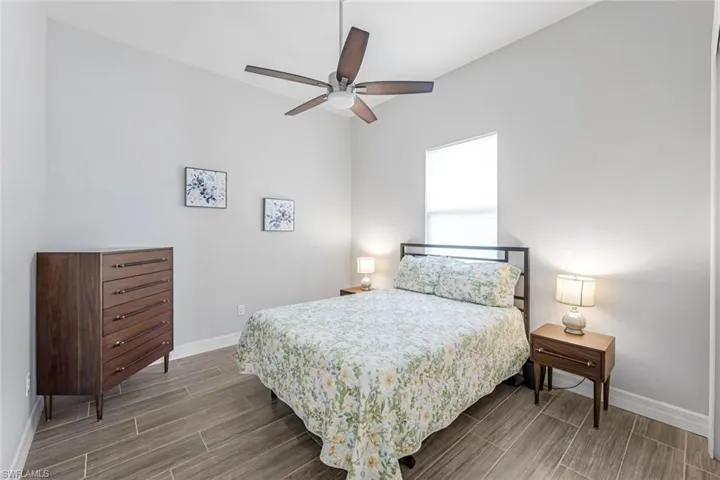 Bedroom featuring ceiling fan