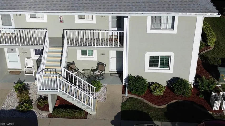Aerial view of front of building
