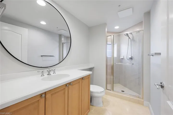 Full bath with walk in shower.